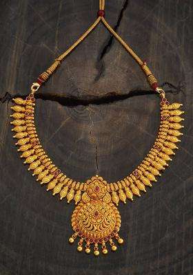 Embellished Bridal 92.5 Silver Gold-Plated Temple Necklace for Women | Traditional Temple Jewellery for Wedding & Festive Wear | Gift for Her