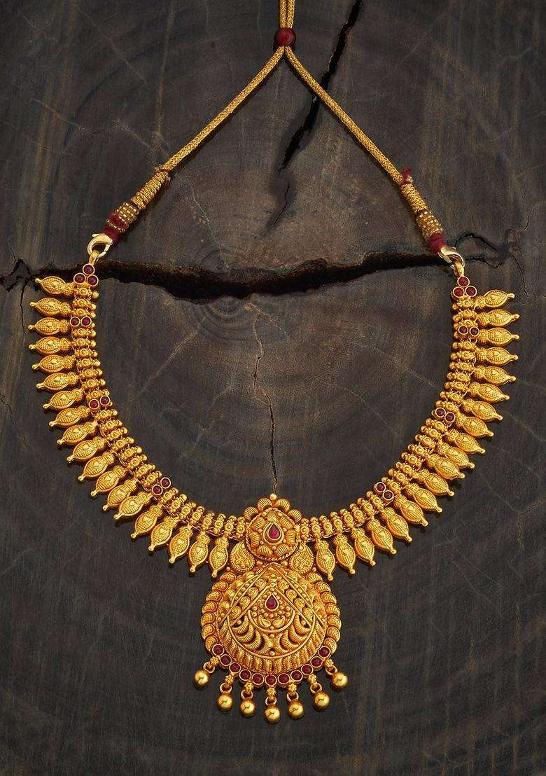 Embellished Bridal 92.5 Silver Gold-Plated Temple Necklace for Women | Traditional Temple Jewellery for Wedding & Festive Wear | Gift for Her - Indya