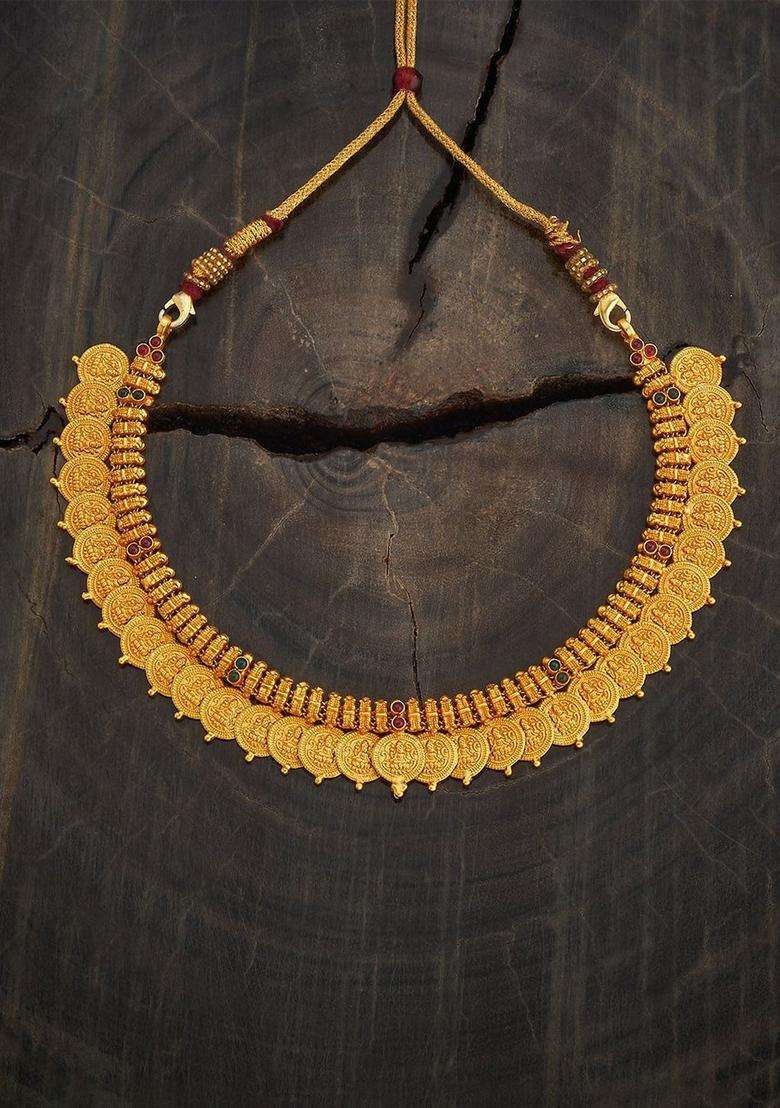 Embellished Bridal 92.5 Silver Gold-Plated Temple Necklace for Women | Traditional Temple Jewellery for Wedding & Festive Wear | Gift for Her - Indya
