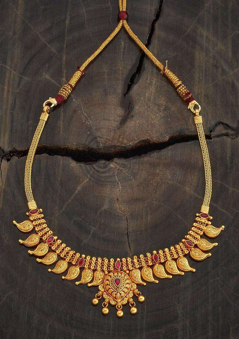 Embellished Bridal 92.5 Silver Gold-Plated Temple Necklace for Women | Traditional Temple Jewellery for Wedding & Festive Wear | Gift for Her - Indya