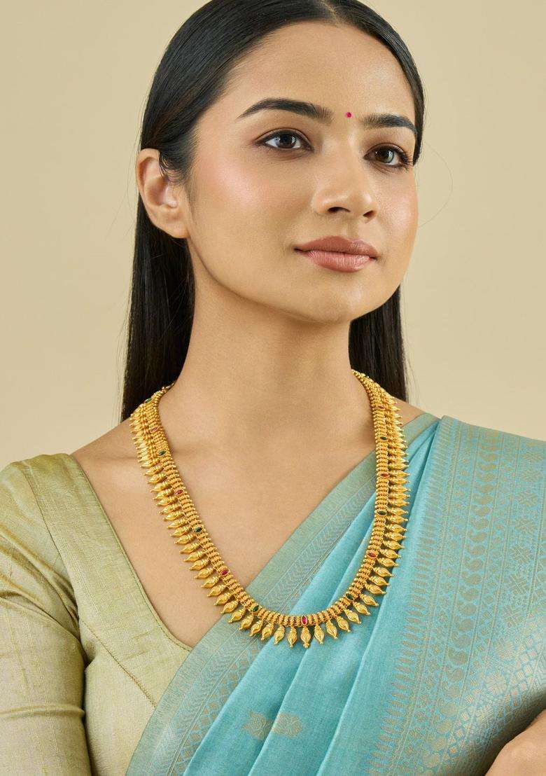 Embellished Bridal 92.5 Silver Gold-Plated Temple Necklace for Women | Traditional Temple Jewellery for Wedding & Festive Wear | Gift for Her - Indya