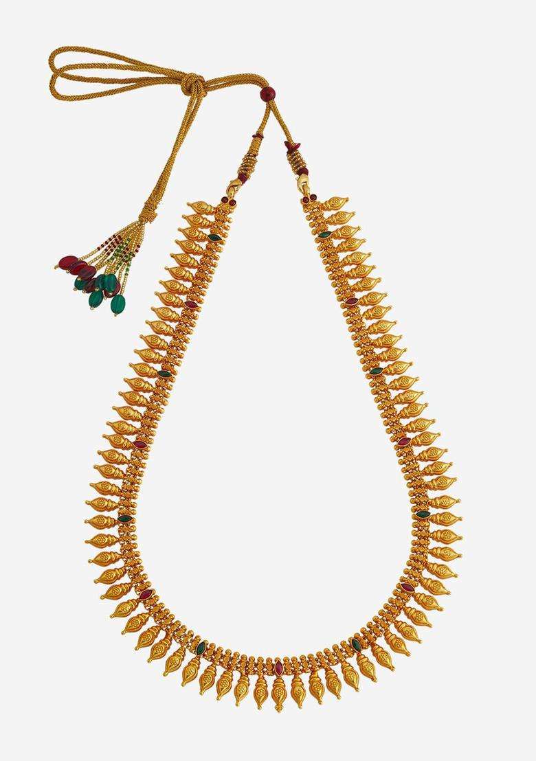 Embellished Bridal 92.5 Silver Gold-Plated Temple Necklace for Women | Traditional Temple Jewellery for Wedding & Festive Wear | Gift for Her - Indya
