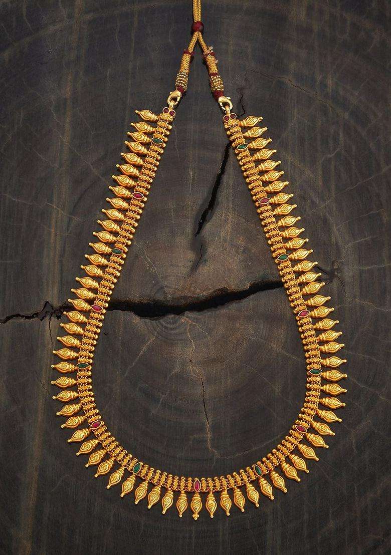 Embellished Bridal 92.5 Silver Gold-Plated Temple Necklace for Women | Traditional Temple Jewellery for Wedding & Festive Wear | Gift for Her - Indya