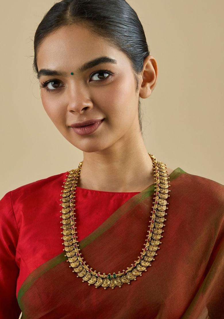 Oxidised Temple Sterling Silver Necklace for Women | Traditional Temple Jewellery for Wedding & Festive Wear | Gift for Her - Indya