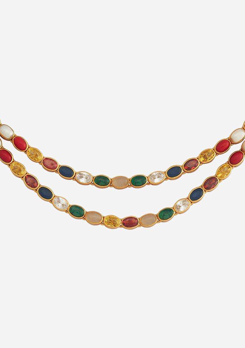 Embellished Bridal 92.5 Pure Silver Gold-Plated Temple Necklace with CZ Stone for Women | Traditional Temple Jewellery for Wedding & Festive Wear | Gift for Her - Indya