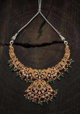 Embellished Bridal 92.5 Silver Gold-Plated Temple Necklace for Women | Traditional Temple Jewellery for Wedding & Festive Wear | Gift for Her
