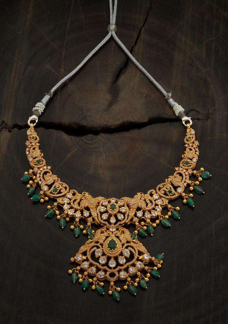 Embellished Bridal 92.5 Silver Gold-Plated Temple Necklace for Women | Traditional Temple Jewellery for Wedding & Festive Wear | Gift for Her - Indya