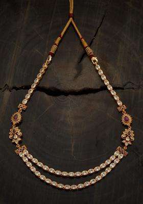 92.5 Pure Silver Gold-Plated Stone Studded Temple Necklace for Women | Traditional Temple Jewellery for Wedding & Festive Wear | Gift for Her