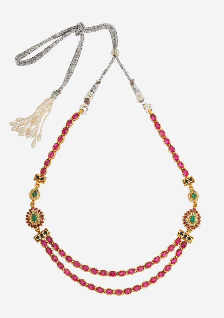 Embellished Bridal 92.5 Silver Gold-Plated Temple Necklace for Women | Traditional Temple Jewellery for Wedding & Festive Wear | Gift for Her - Indya