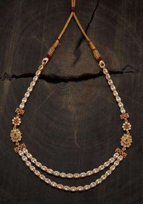 92.5 Pure Silver Gold-Plated Stone Studded Temple Necklace for Women | Traditional Temple Jewellery for Wedding & Festive Wear | Gift for Her