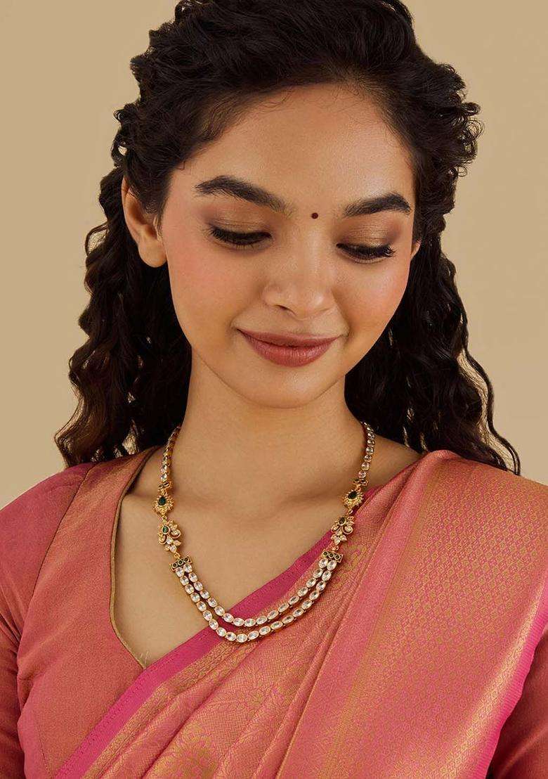 Embellished Bridal 92.5 Silver Gold-Plated Temple Necklace for Women | Traditional Temple Jewellery for Wedding & Festive Wear | Gift for Her - Indya