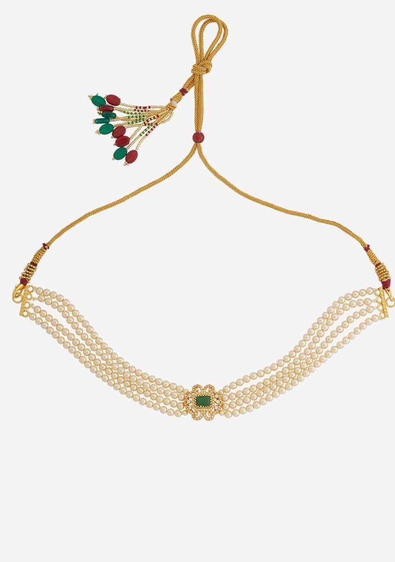 Gold-Plated Embellished Bridal 92.5 Silver Pearl Beaded Temple Necklace for Women | Traditional Temple Jewellery for Wedding & Festive Wear | Gift for Her - Indya