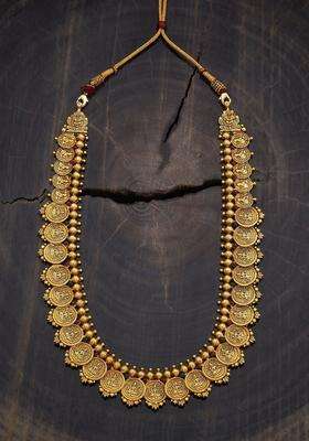 92.5 Pure Silver Gold-Plated Studded Lakshmi Goddess Necklace for Women | Traditional Temple Jewellery for Wedding & Festive Wear | Gift for Her