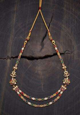 92.5 Pure Silver Gold-Plated Navaratna Stone Studded Necklace for Women | Traditional Temple Jewellery for Wedding & Festive Wear | Gift for Her