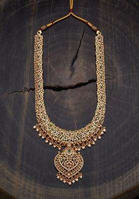 92.5 Pure Silver Gold-Plated CZ Studded Temple Necklace for Women | Traditional Temple Jewellery for Wedding & Festive Wear | Gift for Her