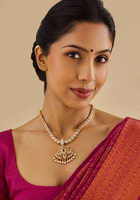 Embellished Bridal 92.5 Silver Gold-Plated Temple Necklace for Women | Traditional Temple Jewellery for Wedding & Festive Wear | Gift for Her
