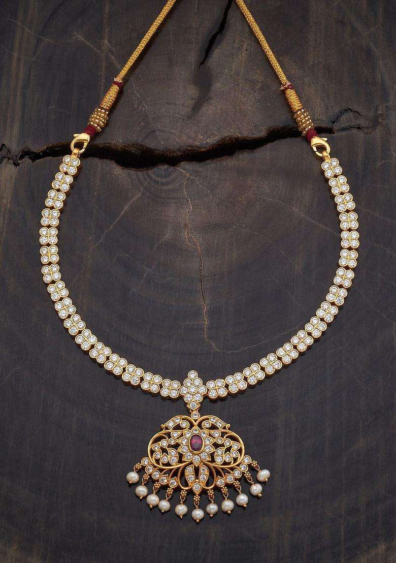Embellished Bridal 92.5 Silver Gold-Plated Temple Necklace for Women | Traditional Temple Jewellery for Wedding & Festive Wear | Gift for Her - Indya