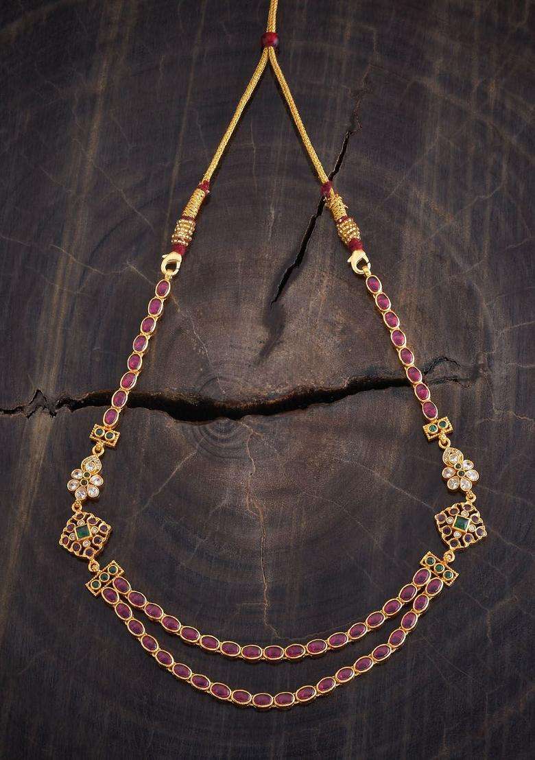 Gold-Plated Embellished Bridal 92.5 Silver Temple Minimal Necklace for Women | Traditional Temple Jewellery for Wedding & Festive Wear | Gift for Her - Indya