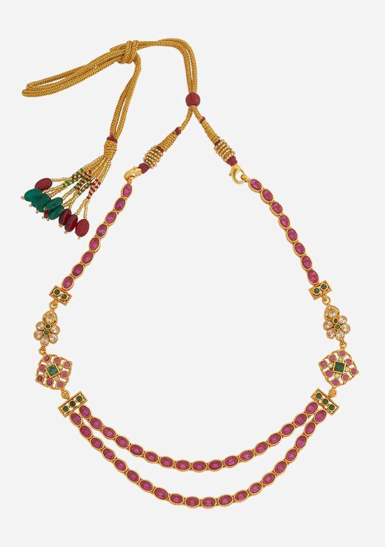 Gold-Plated Embellished Bridal 92.5 Silver Temple Minimal Necklace for Women | Traditional Temple Jewellery for Wedding & Festive Wear | Gift for Her - Indya