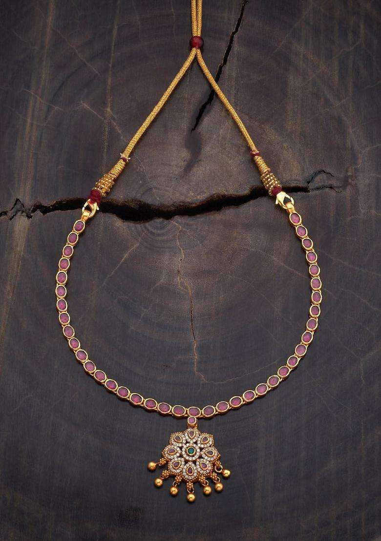 Embellished Bridal 92.5 Silver Gold-Plated Temple Necklace for Women | Traditional Temple Jewellery for Wedding & Festive Wear | Gift for Her - Indya