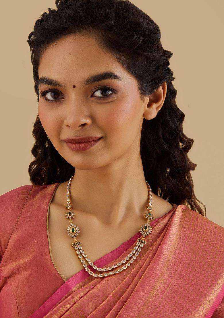Embellished Bridal 92.5 Silver Gold-Plated Temple Necklace for Women | Traditional Temple Jewellery for Wedding & Festive Wear | Gift for Her - Indya