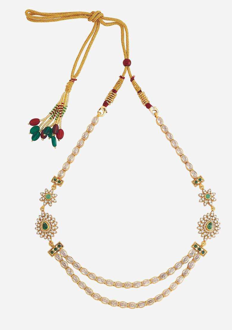 Embellished Bridal 92.5 Silver Gold-Plated Temple Necklace for Women | Traditional Temple Jewellery for Wedding & Festive Wear | Gift for Her - Indya