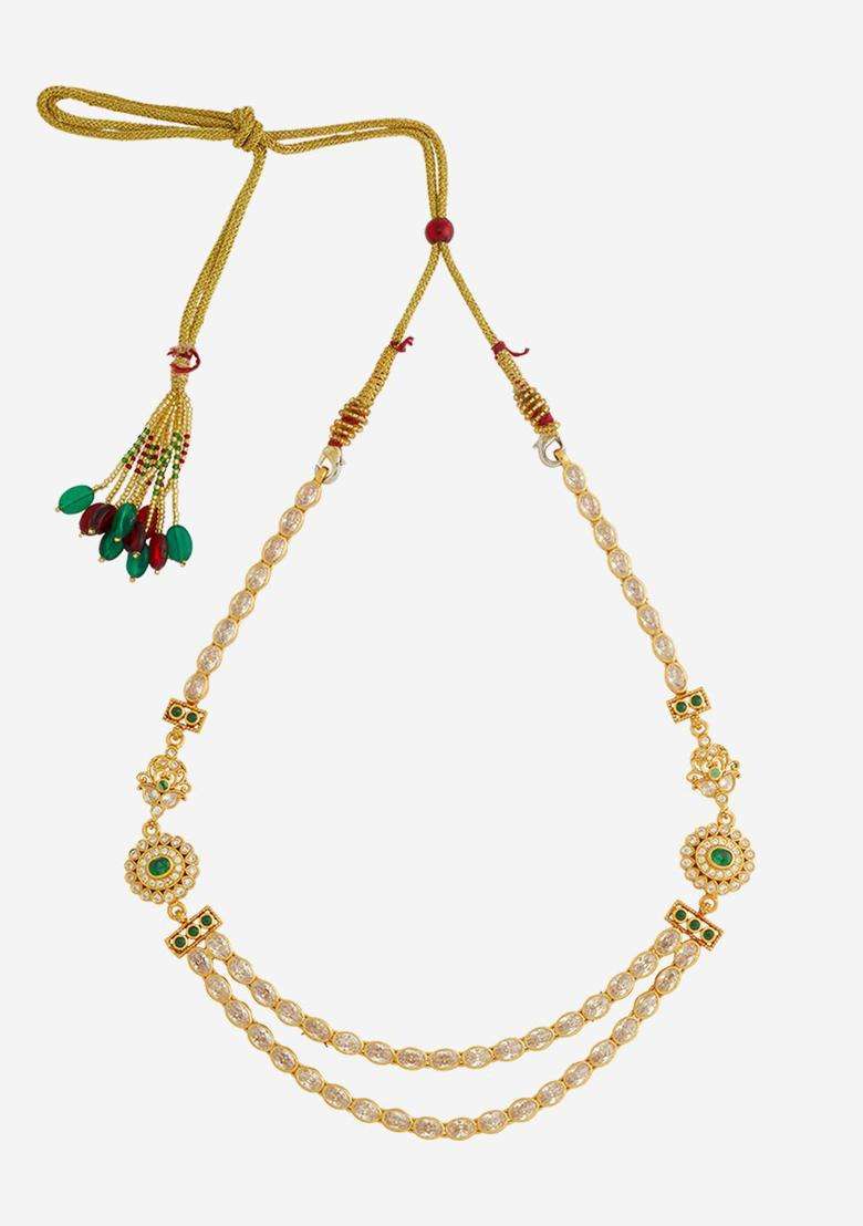 Embellished Bridal 92.5 Silver Gold-Plated Temple Necklace for Women | Traditional Temple Jewellery for Wedding & Festive Wear | Gift for Her - Indya