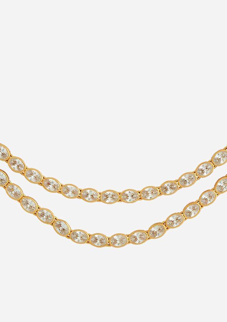 92.5 Pure Silver Gold-Plated Stone Studded Temple Necklace for Women | Traditional Temple Jewellery for Wedding & Festive Wear | Gift for Her - Indya