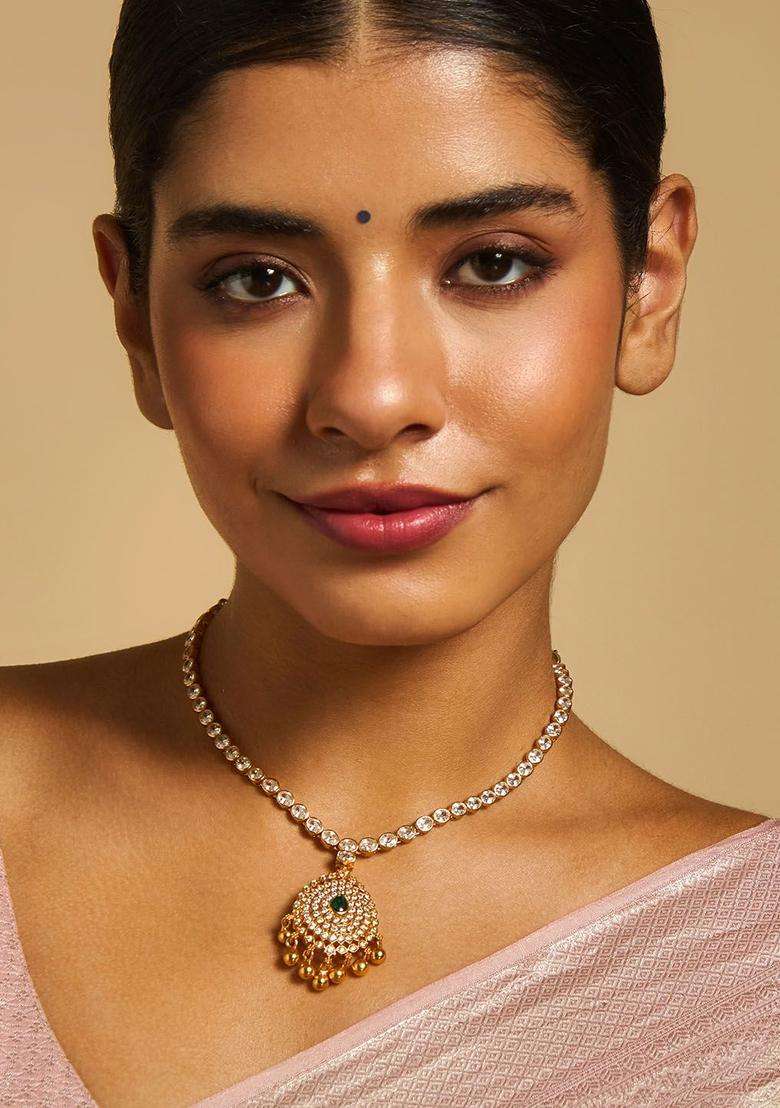 Embellished Bridal 92.5 Silver Gold-Plated Temple Necklace for Women | Traditional Temple Jewellery for Wedding & Festive Wear | Gift for Her - Indya