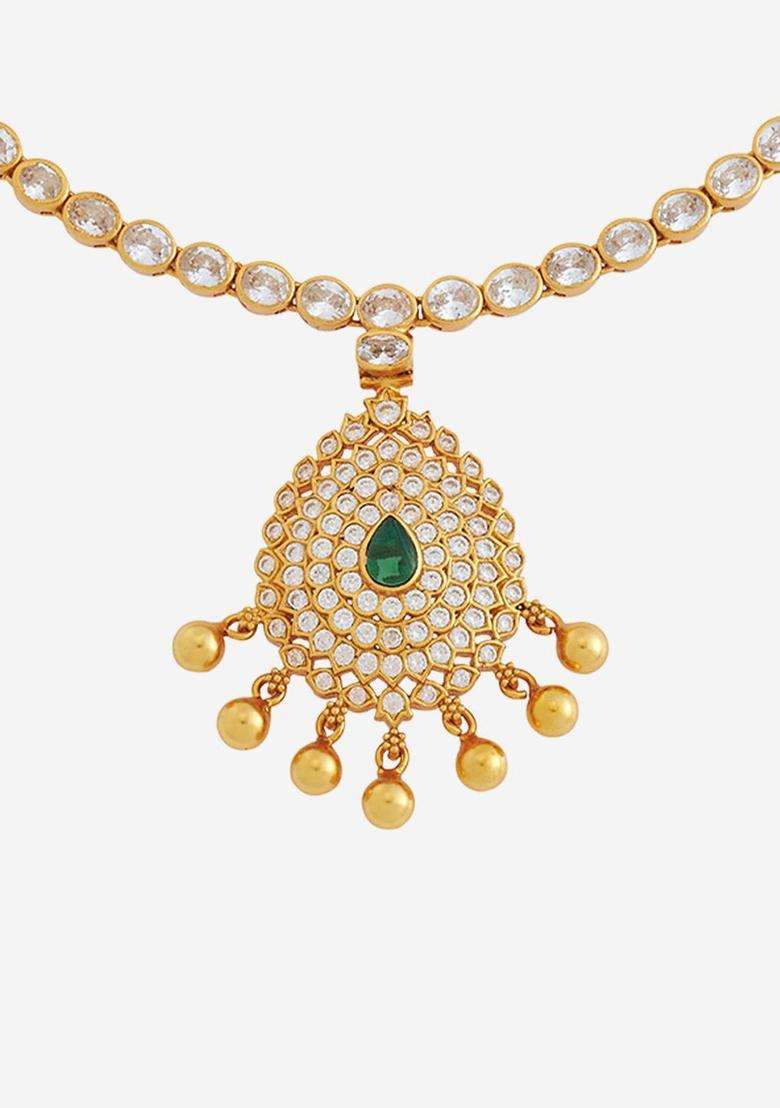 Embellished Bridal 92.5 Silver Gold-Plated Temple Necklace for Women | Traditional Temple Jewellery for Wedding & Festive Wear | Gift for Her - Indya
