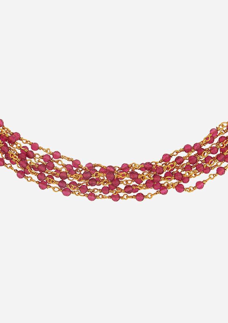 Embellished Bridal 92.5 Silver Gold-Plated Stone Temple Chain for Women | Traditional Temple Jewellery for Wedding & Festive Wear | Gift for Her - Indya