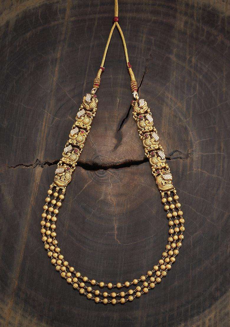 Embellished Bridal 92.5 Silver Gold-Plated Temple Necklace for Women | Traditional Temple Jewellery for Wedding & Festive Wear | Gift for Her - Indya