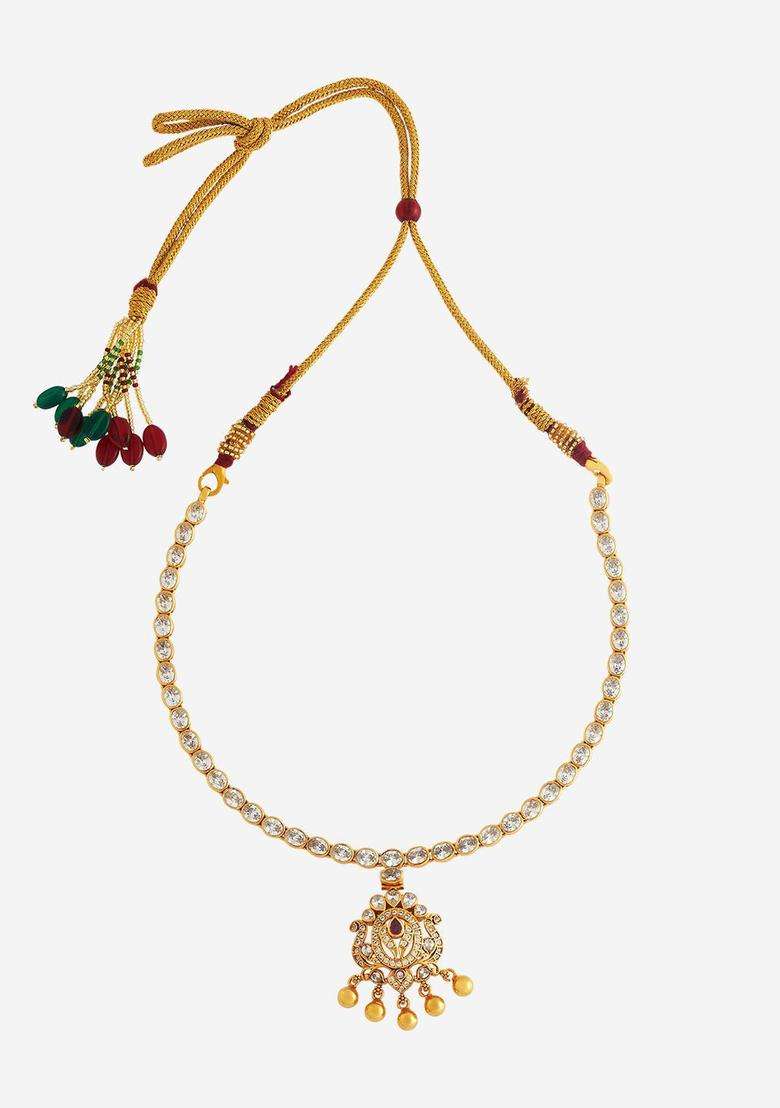 Embellished Bridal 92.5 Silver Gold-Plated Temple Necklace for Women | Traditional Temple Jewellery for Wedding & Festive Wear | Gift for Her - Indya