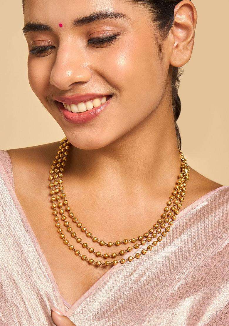 92.5 Pure Silver Gold-Plated Temple Necklace for Women | Traditional Temple Jewellery for Wedding & Festive Wear | Gift for Her - Indya