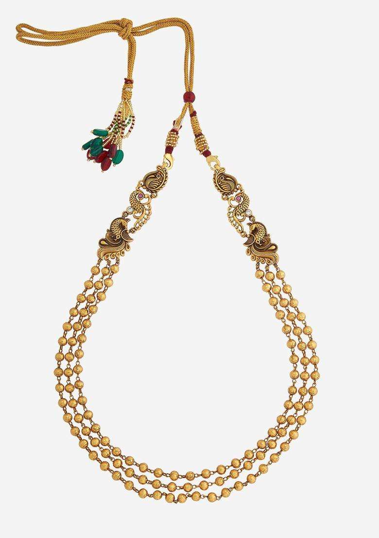 92.5 Pure Silver Gold-Plated Temple Necklace for Women | Traditional Temple Jewellery for Wedding & Festive Wear | Gift for Her - Indya