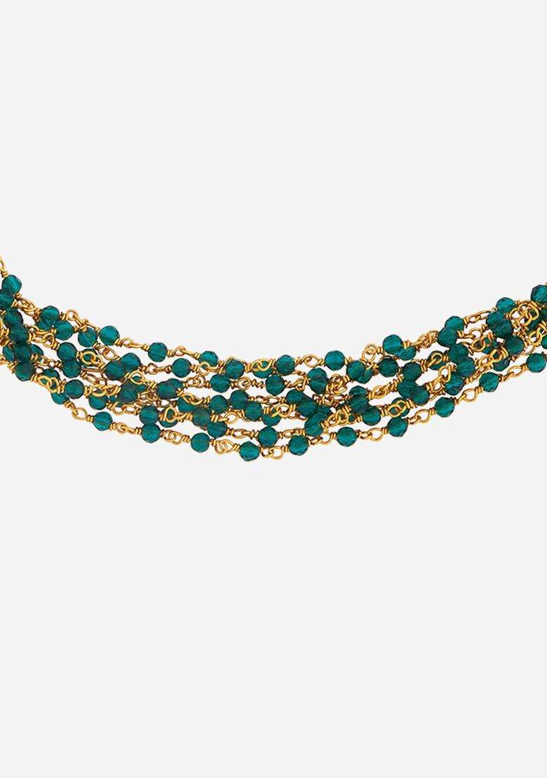 92.5 Pure Silver Gold-Plated Stone Studded Temple Chain for Women | Traditional Temple Jewellery for Wedding & Festive Wear | Gift for Her - Indya