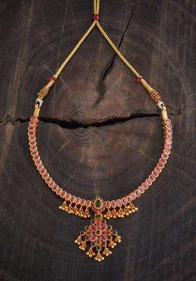 Embellished Bridal Silver Gold-Plated Stone Temple Necklace for Women | Traditional Temple Jewellery for Wedding & Festive Wear | Gift for Her