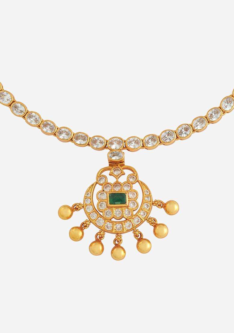 Embellished Bridal 92.5 Silver Gold-Plated Temple Necklace for Women | Traditional Temple Jewellery for Wedding & Festive Wear | Gift for Her - Indya