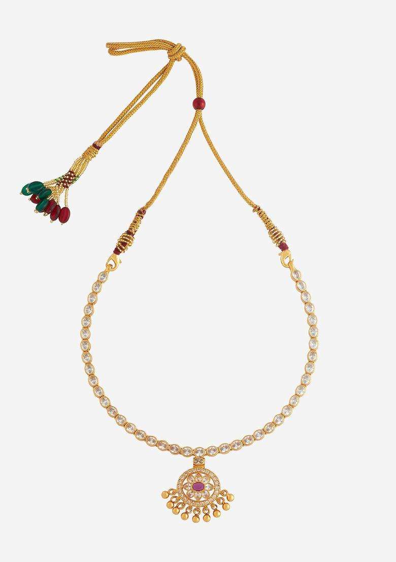 Embellished Bridal 92.5 Silver Gold-Plated Temple Necklace for Women | Traditional Temple Jewellery for Wedding & Festive Wear | Gift for Her - Indya