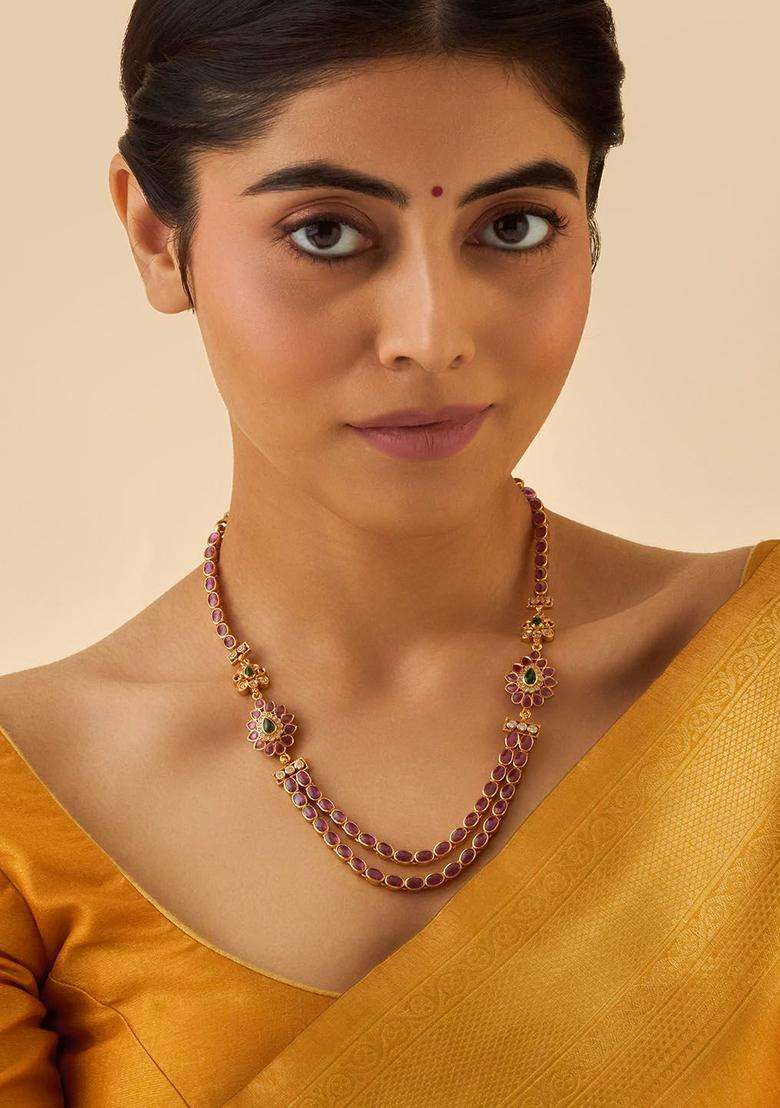 Embellished Bridal 92.5 Pure Silver Gold-Plated Temple Necklace for Women | Traditional Temple Jewellery for Wedding & Festive Wear | Gift for Her - Indya