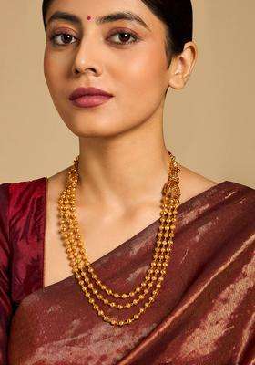 92.5 Pure Silver Gold-Plated Stone Studded & Beaded Necklace for Women | Traditional Temple Jewellery for Wedding & Festive Wear | Gift for Her