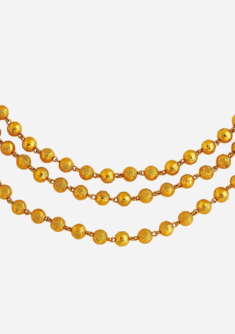 92.5 Pure Silver Gold-Plated Stone Studded & Beaded Necklace for Women | Traditional Temple Jewellery for Wedding & Festive Wear | Gift for Her - Indya