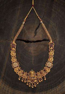 92.5 Pure Silver Gold-Plated Temple Necklace for Women | Traditional Temple Jewellery for Wedding & Festive Wear | Gift for Her