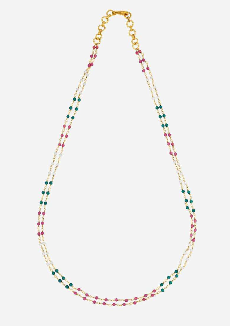 92.5 Sterling Silver Gold-Plated Temple Pearls Beaded Necklace for Women | Traditional Temple Jewellery for Wedding & Festive Wear | Gift for Her - Indya