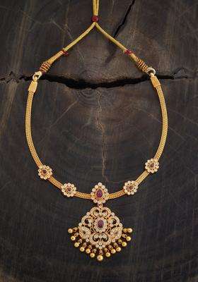 Embellished Bridal 92.5 Silver Gold-Plated Temple Necklace for Women | Traditional Temple Jewellery for Wedding & Festive Wear | Gift for Her