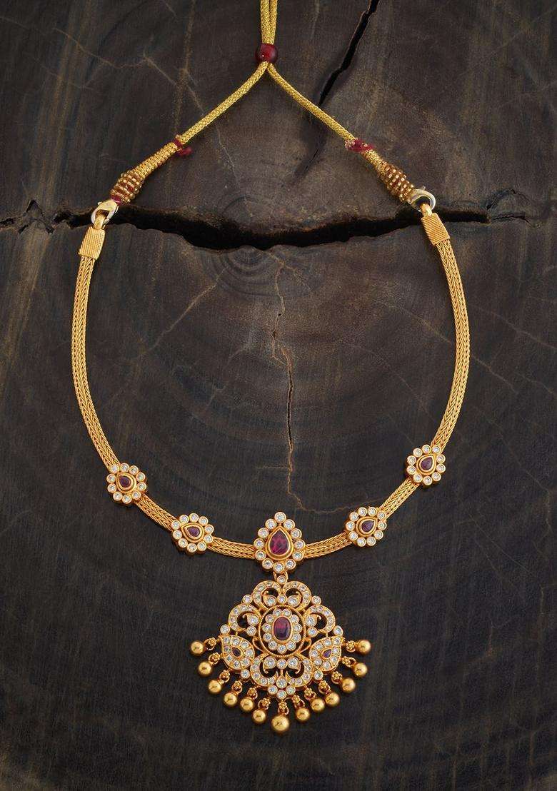 Embellished Bridal 92.5 Silver Gold-Plated Temple Necklace for Women | Traditional Temple Jewellery for Wedding & Festive Wear | Gift for Her - Indya