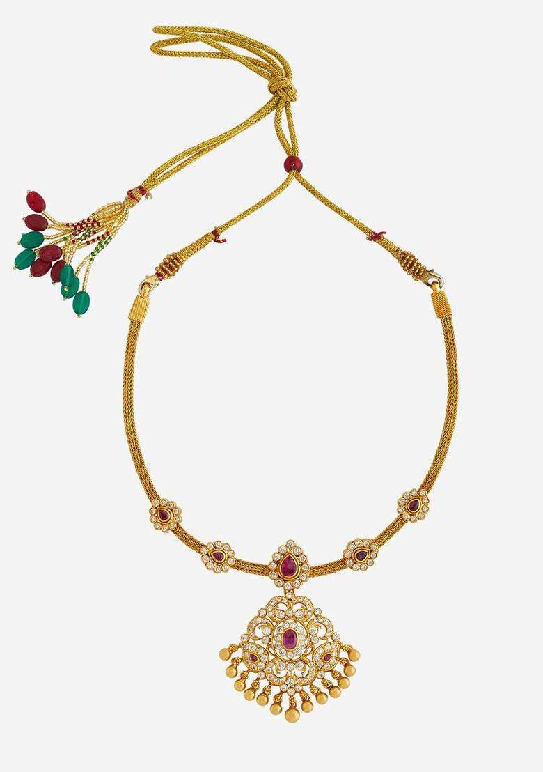 Embellished Bridal 92.5 Silver Gold-Plated Temple Necklace for Women | Traditional Temple Jewellery for Wedding & Festive Wear | Gift for Her - Indya