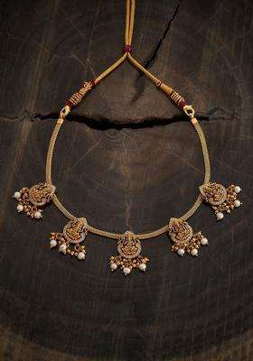 Embellished Bridal 92.5 Pure Silver Gold-Plated Temple Necklace for Women | Traditional Temple Jewellery for Wedding & Festive Wear | Gift for Her