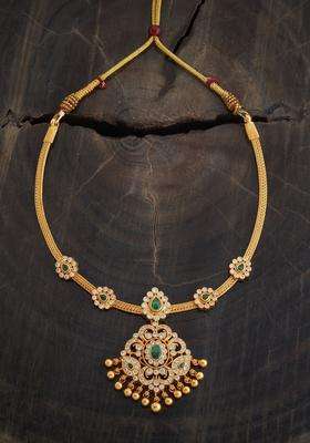 Embellished Bridal 92.5 Silver Gold-Plated Temple Necklace for Women | Traditional Temple Jewellery for Wedding & Festive Wear | Gift for Her