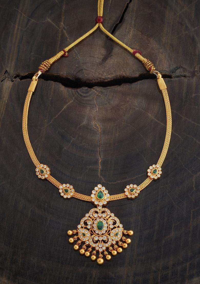 Embellished Bridal 92.5 Silver Gold-Plated Temple Necklace for Women | Traditional Temple Jewellery for Wedding & Festive Wear | Gift for Her - Indya